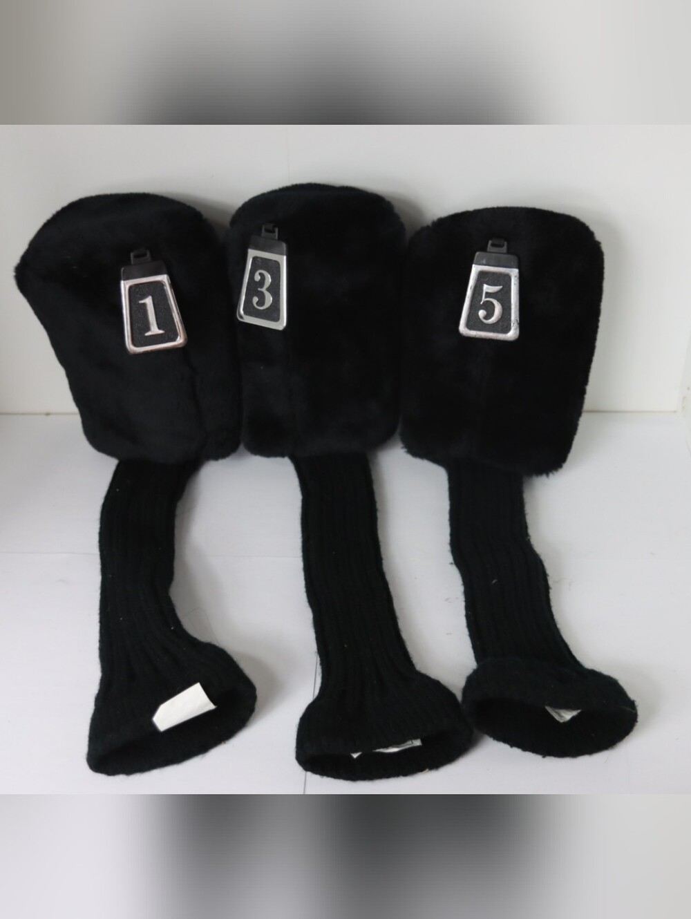Black Faux Fur Golf Club Headcovers Set - Numbers 1, 3, 5